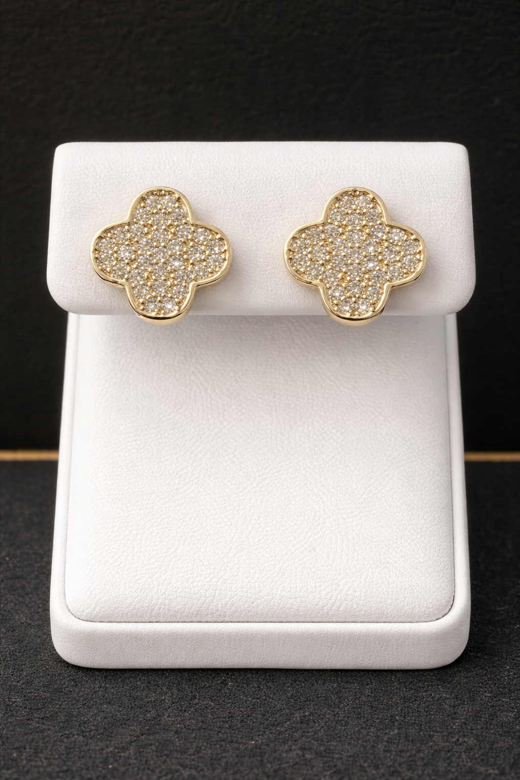 14K Gold VVS CZ Clovers Studs
