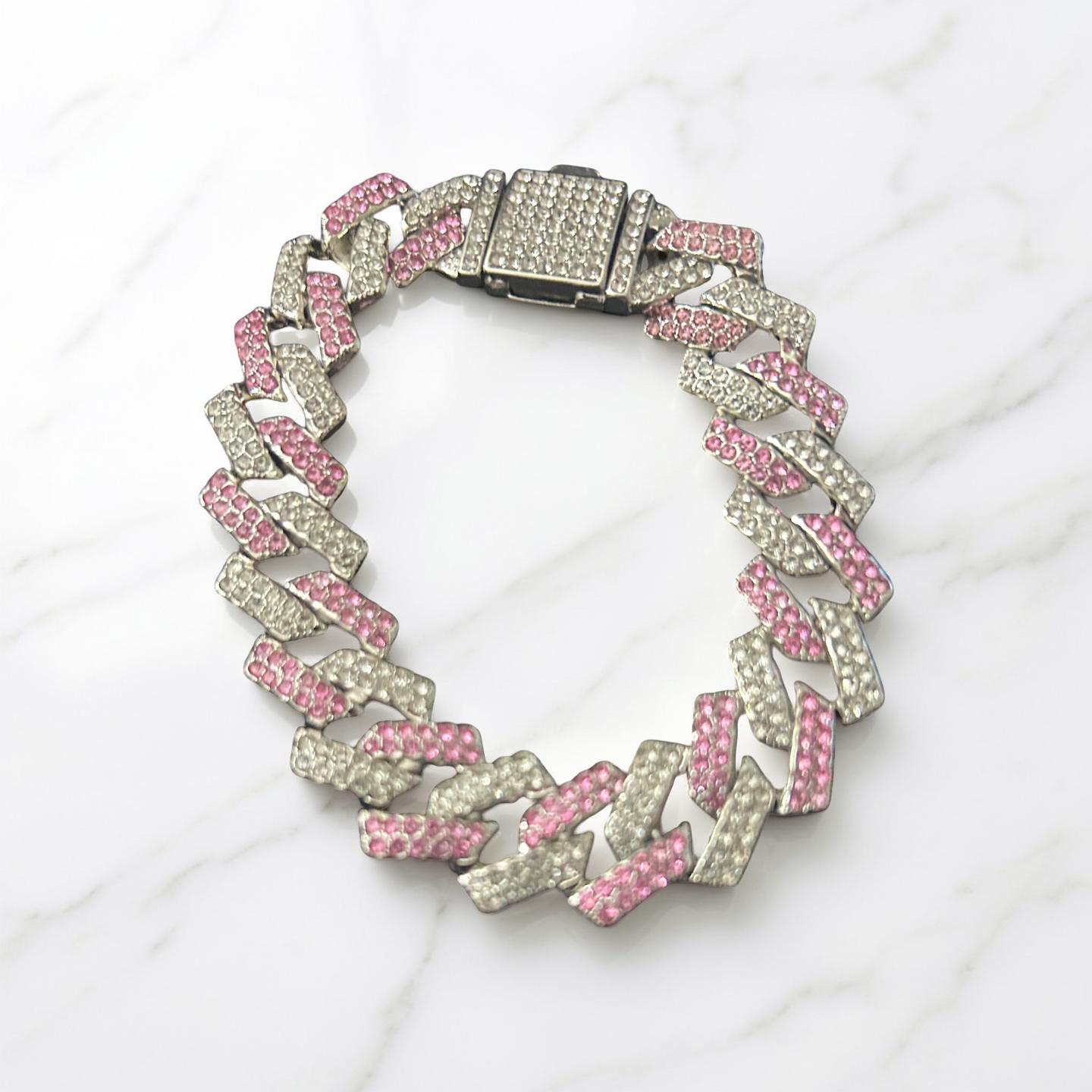 14K White Gold/Stainless VVS CZ Iced Out Cuban