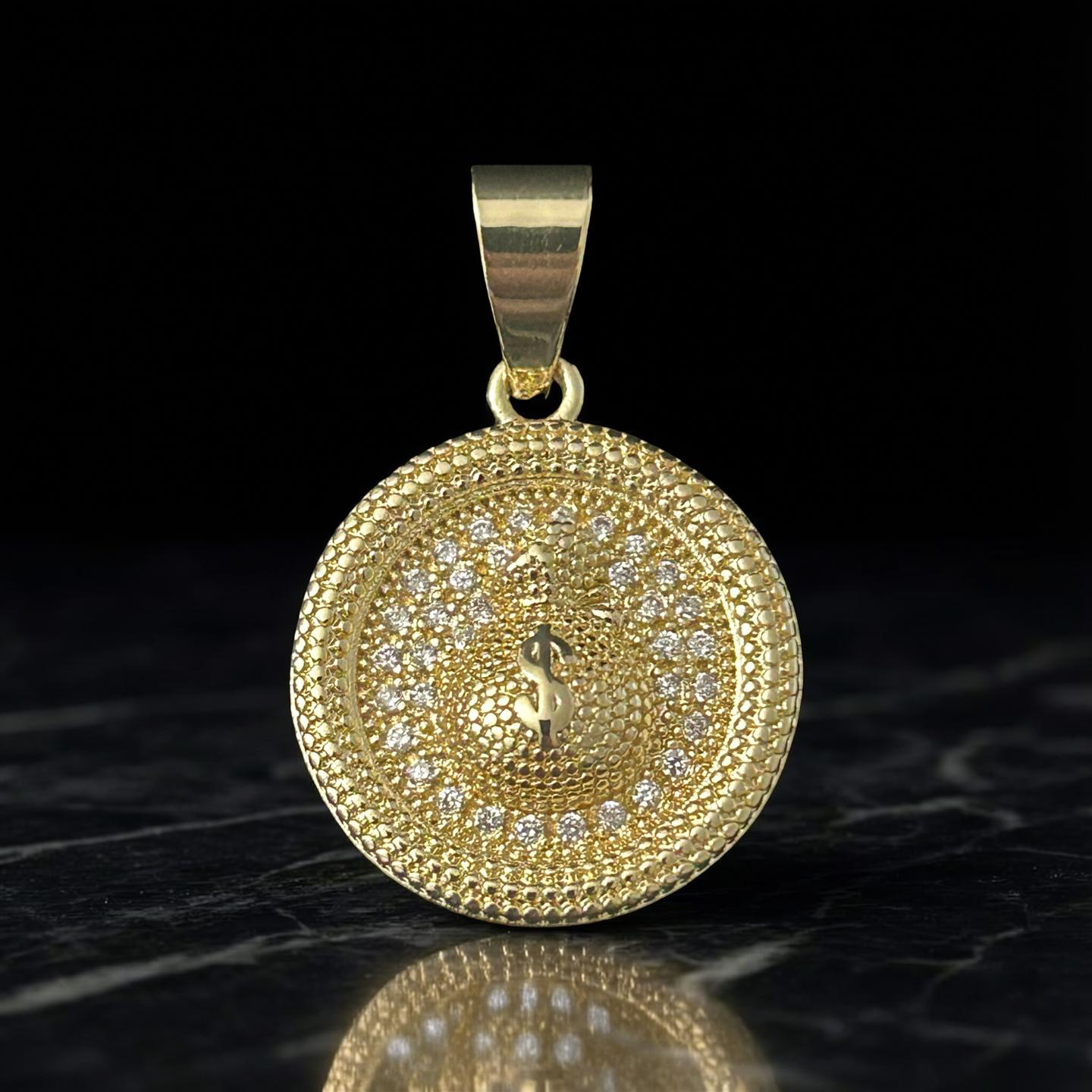 14K Small Round VVS CZ Money Bag