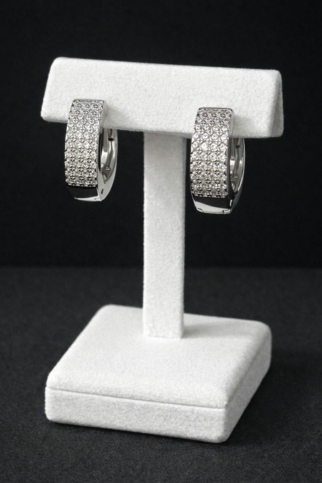 14K White Gold VVS CZ Hoops