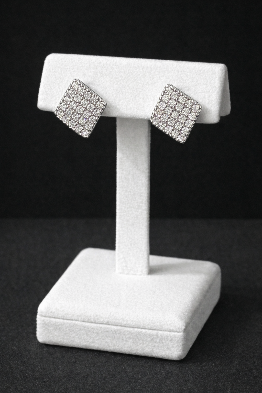 14K White Gold VVS CZ Diamond Shape Studs