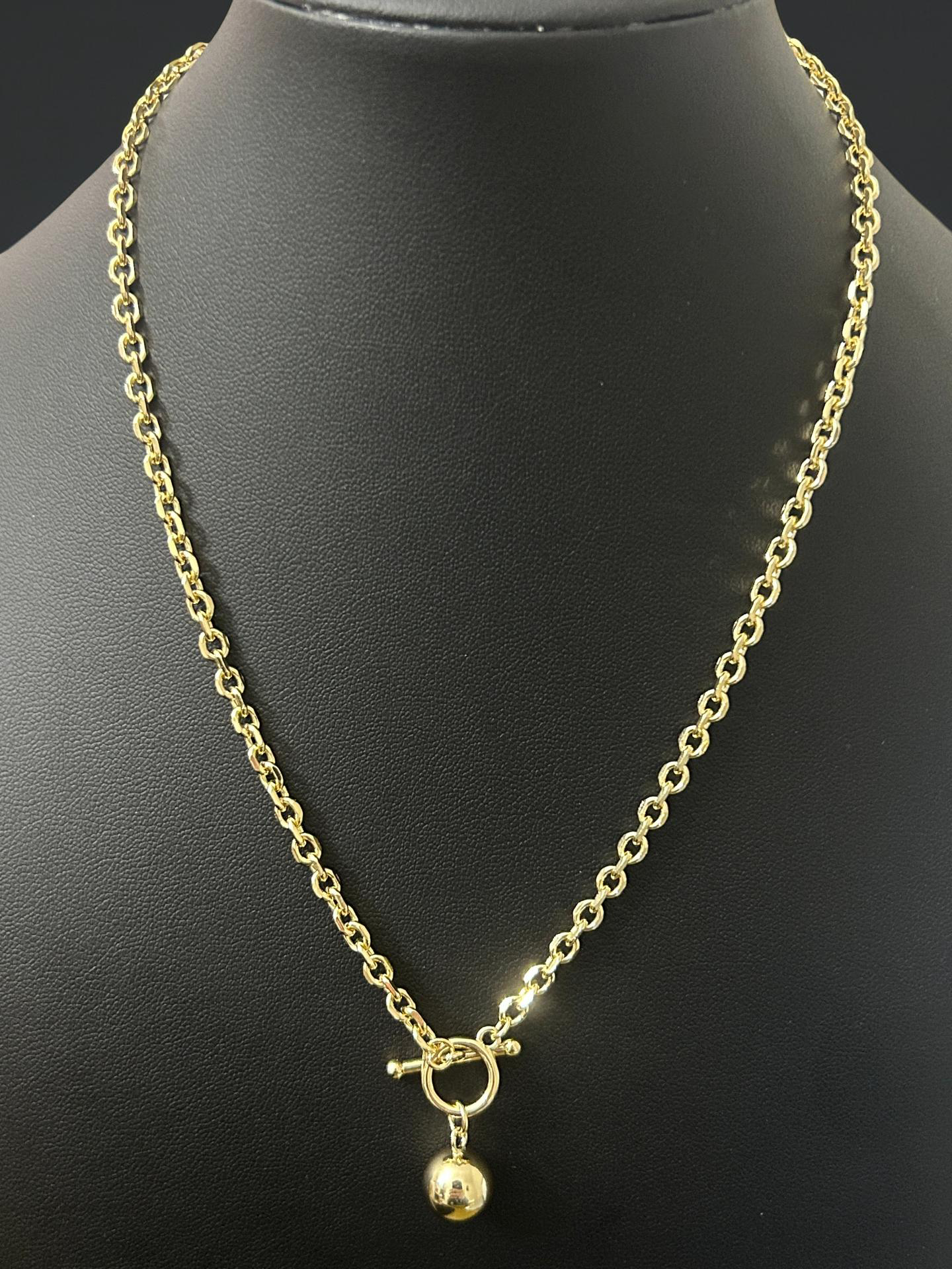 14K Gold 18in Necklace W/ Ball Charm