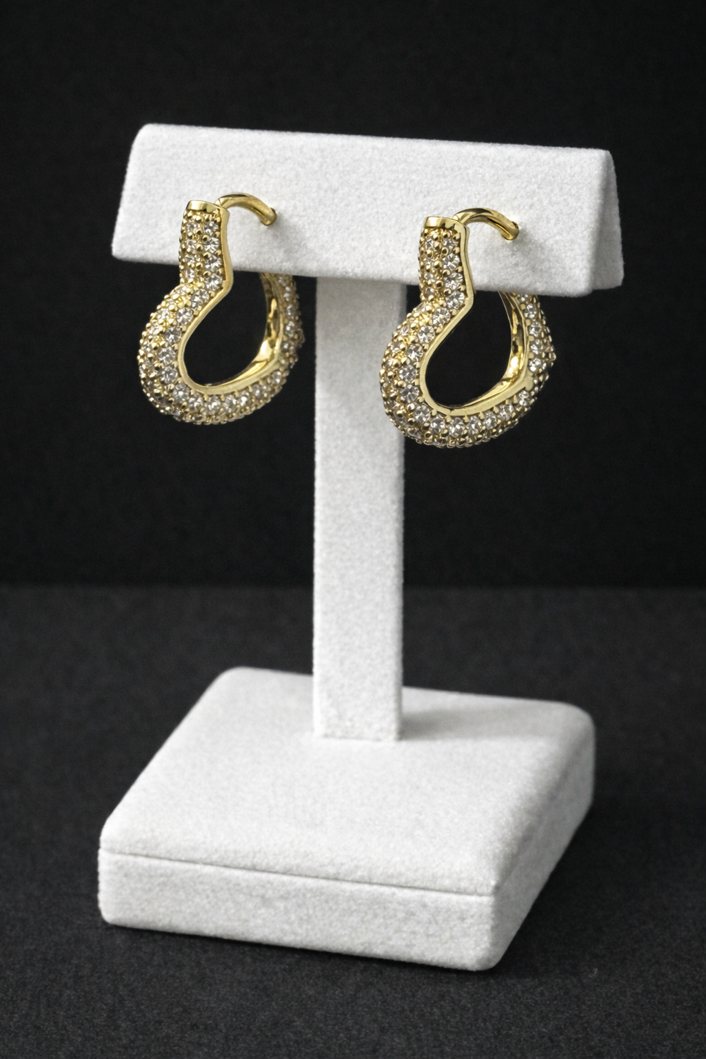 14K Gold VVS CZ Heart Hoops