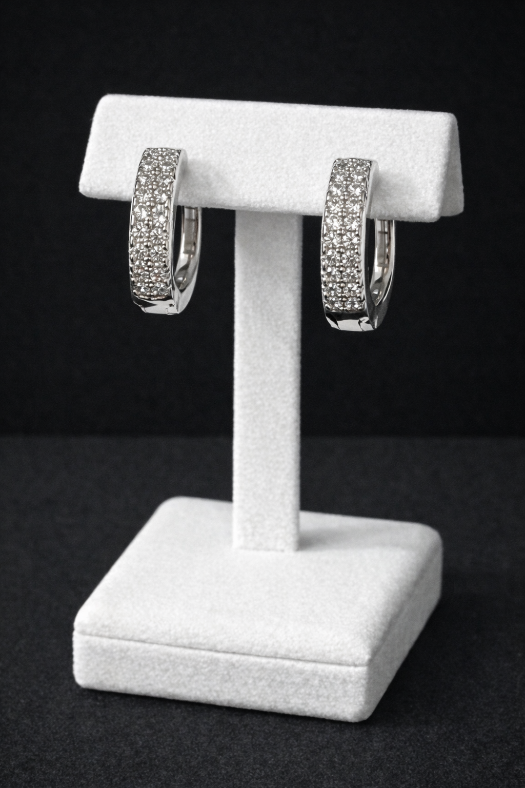 14k White Gold Small VVS CZ Hoops