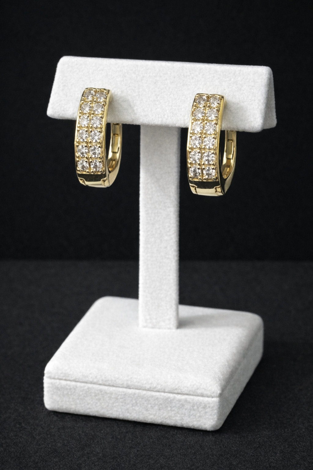 14k Gold Small Wide Hoops VVS CZ