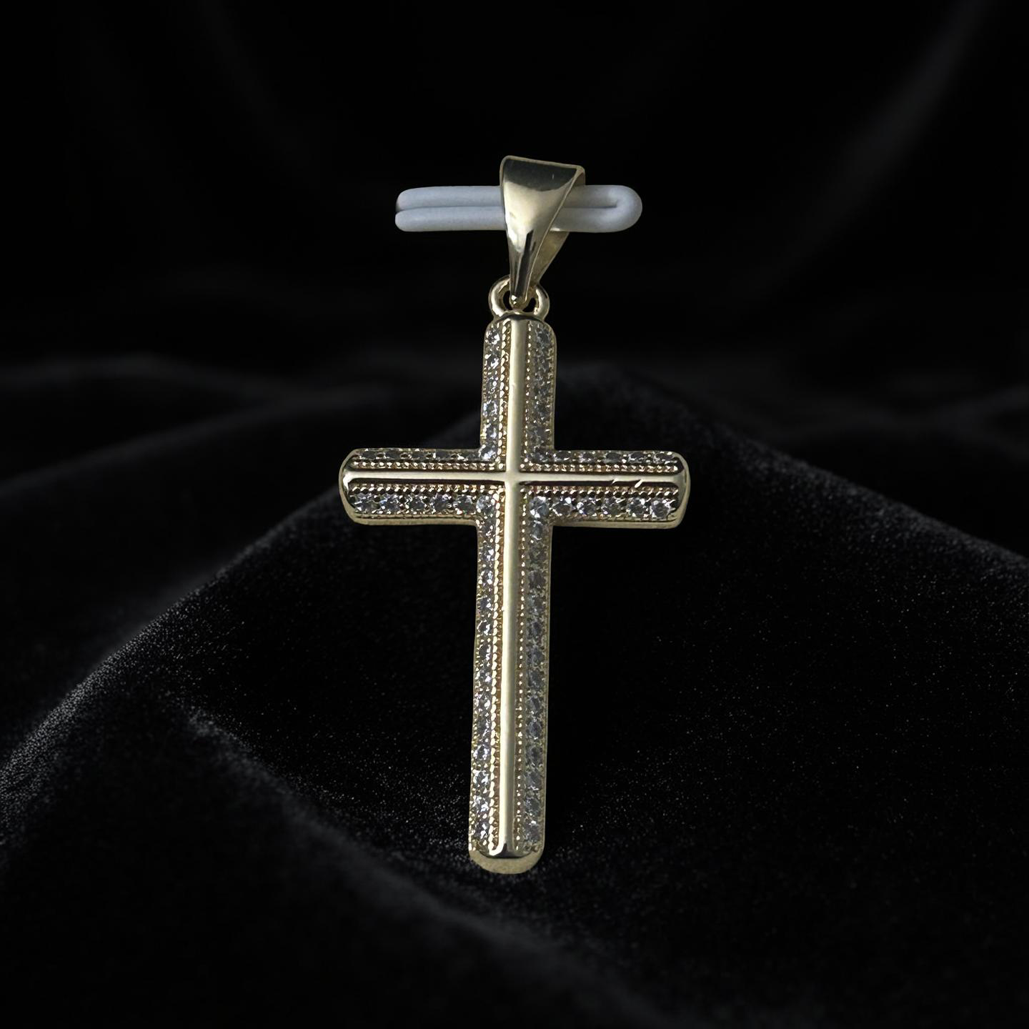 14k Gold VVS CZ Small Cross