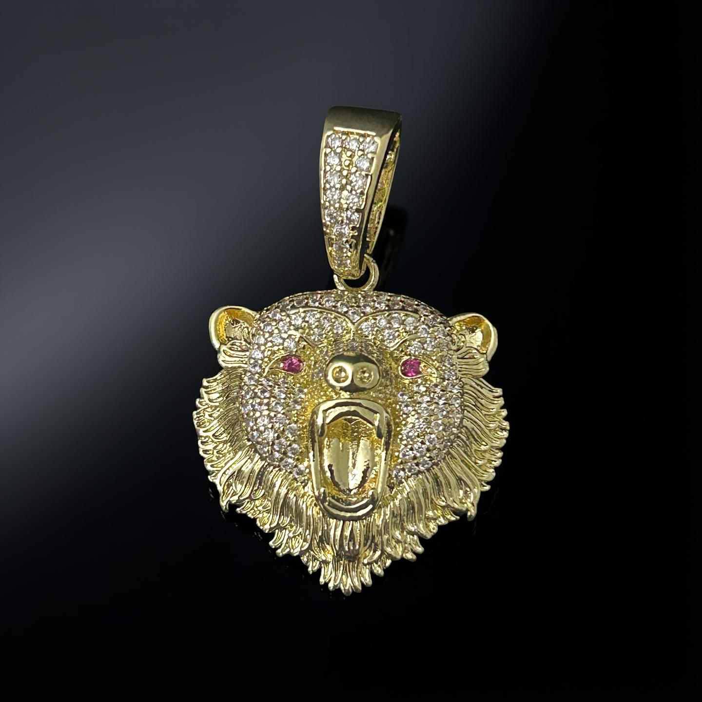 14k Gold VVS CZ Bear Head