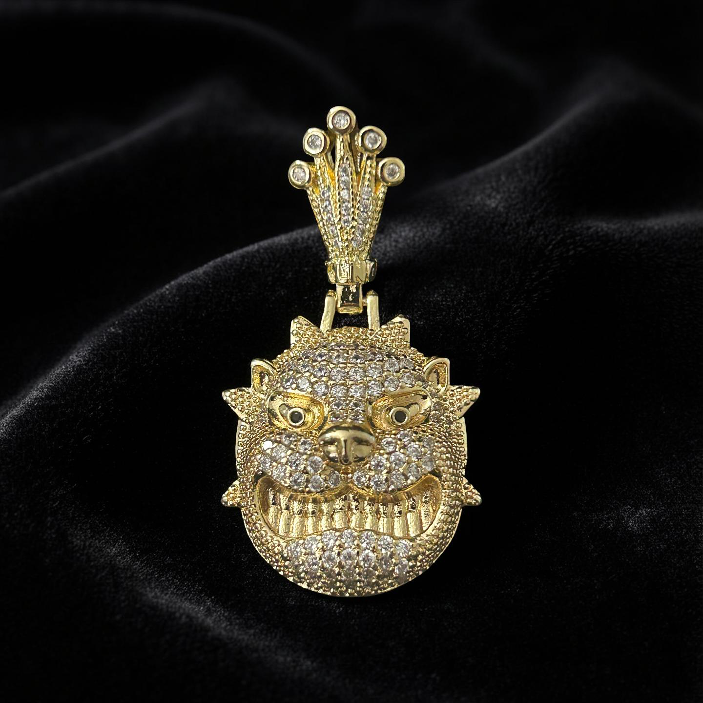 14k Gold VVS CZ Bulldog Pendant