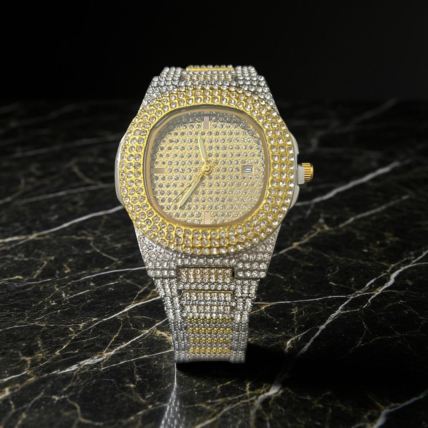 41mm Gold VVS CZ Two Tone Watch