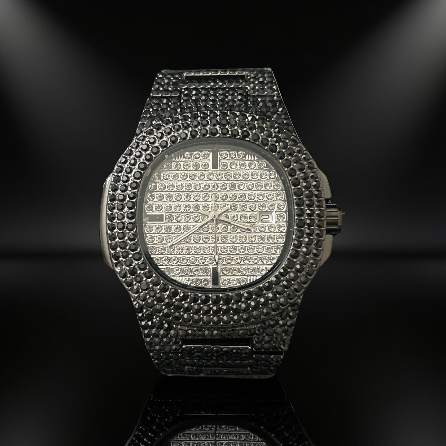 41mm Patek Style Black VVS CZ W/ VVS CZ Face