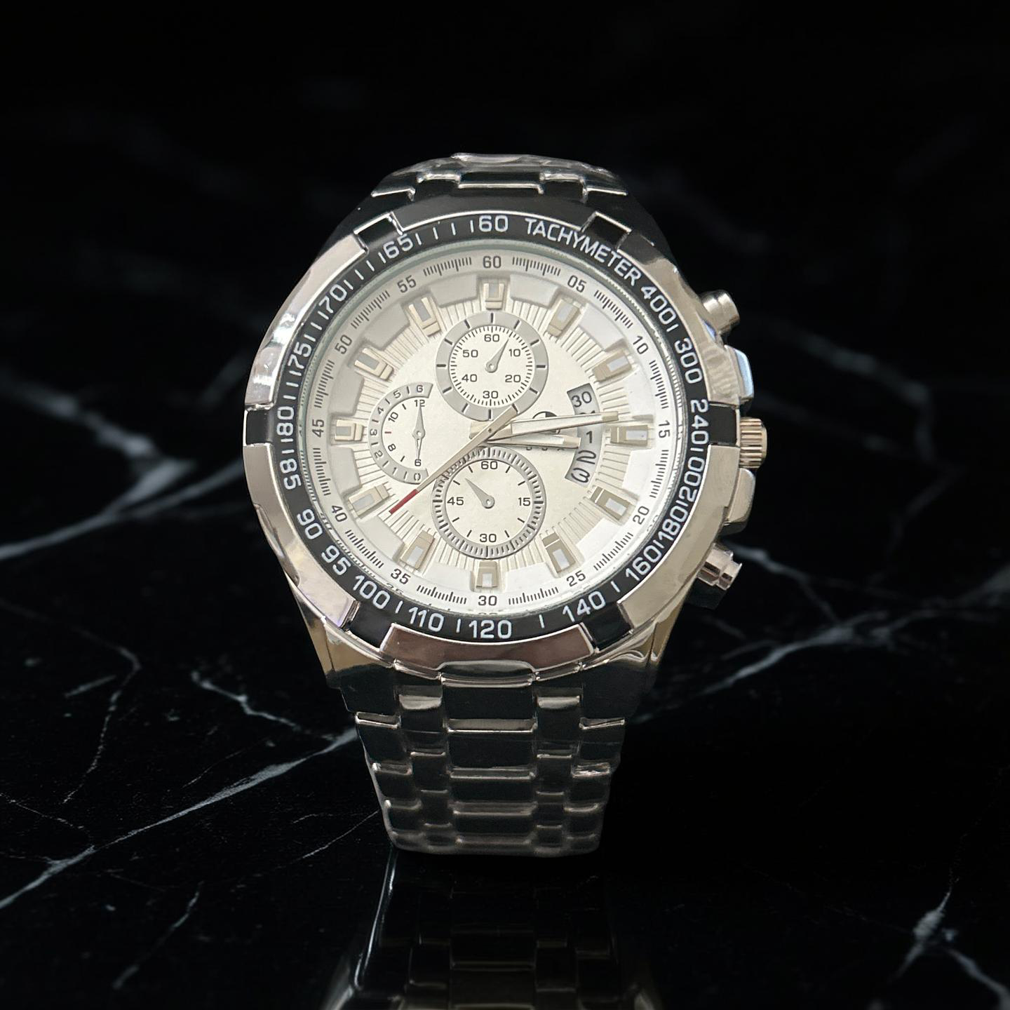47mm Silver With Black Dial