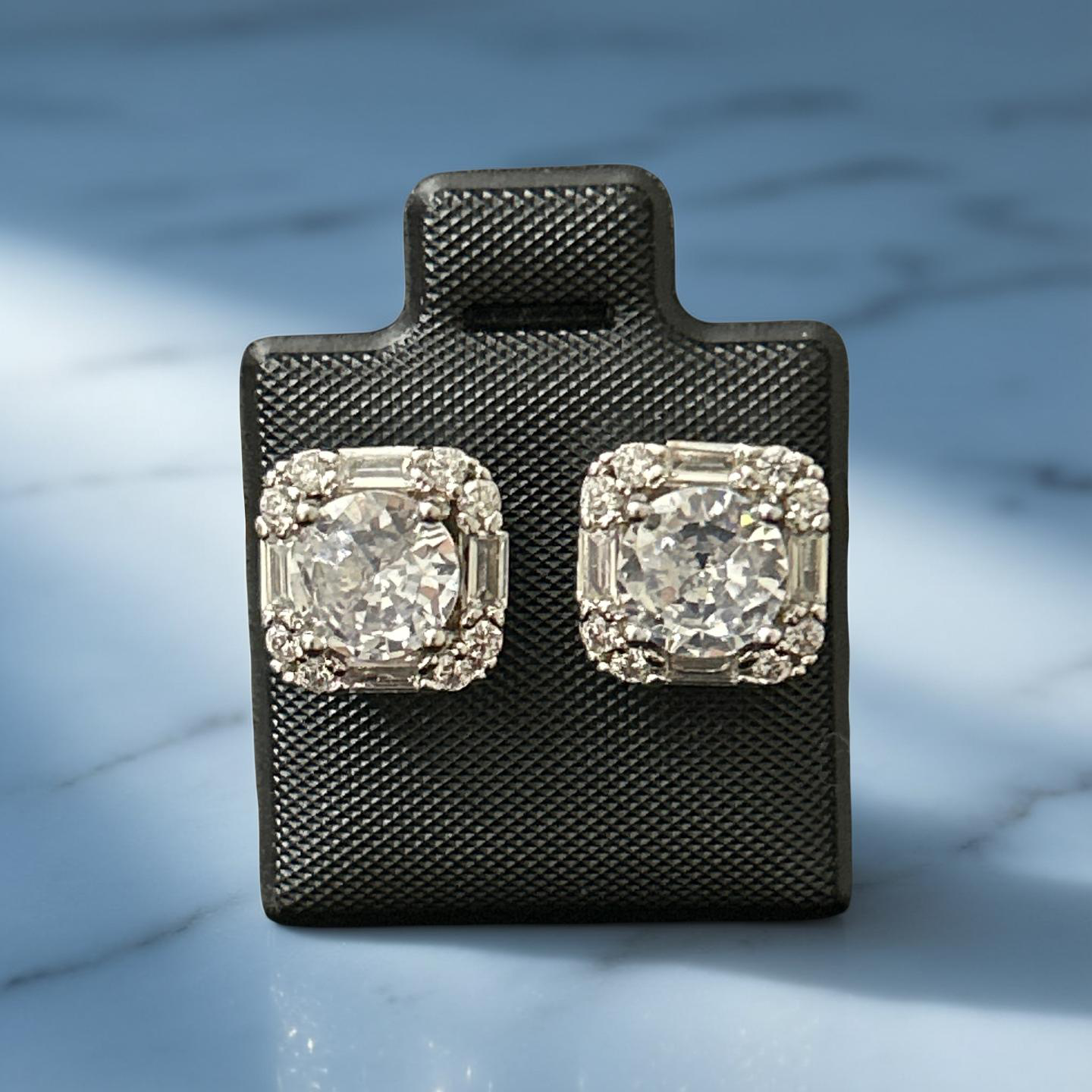 14k White Gold VVS CZ Large Studs
