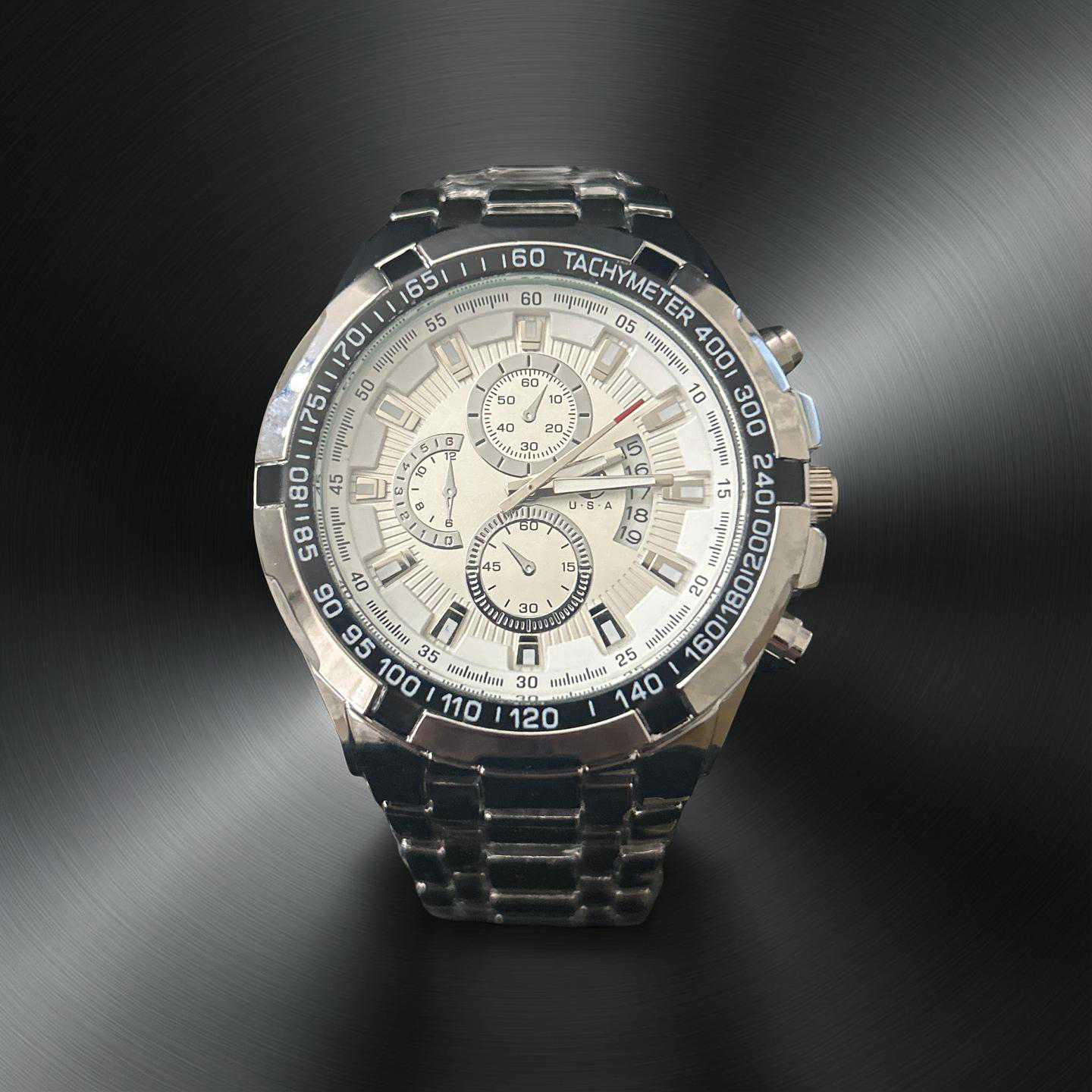47mm Silver Two Tone Dial Black/Silver