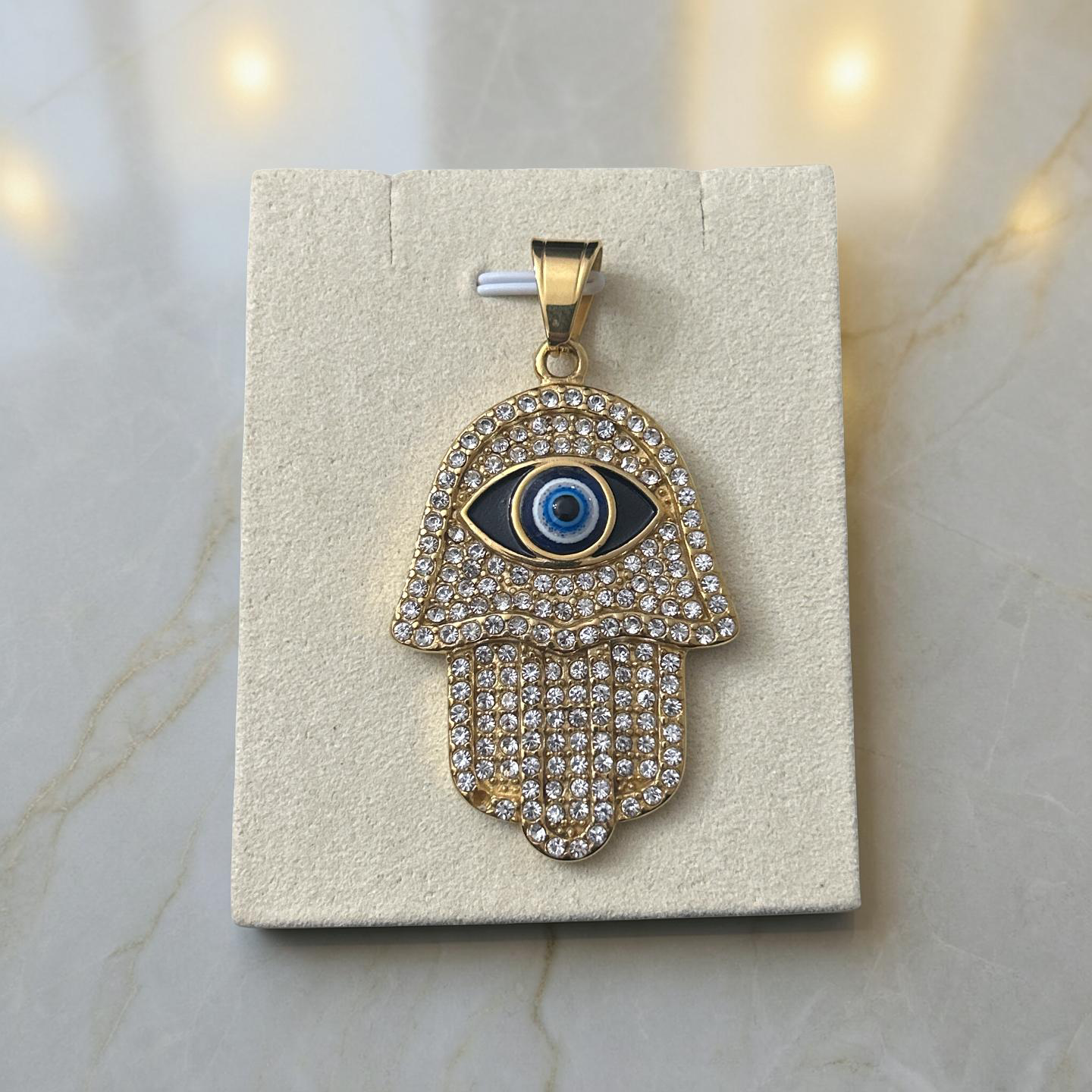 14k Gold VVS CZ Hamsa Evil Eye