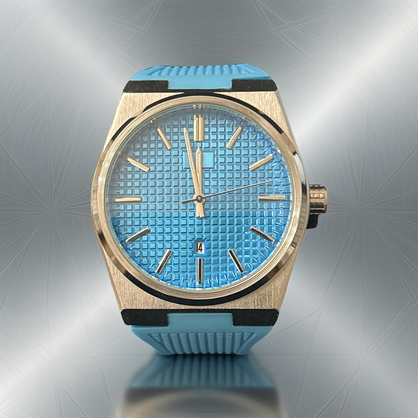 Silver/Blue Face W/ Blue Rubber Band 42mm
