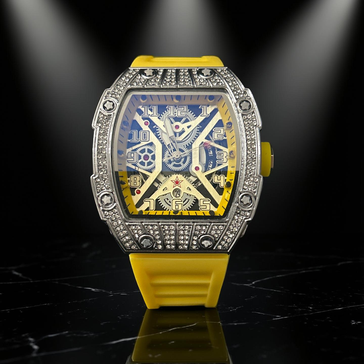 VVS CZ Silver Face W/ Yellow Band RM Style