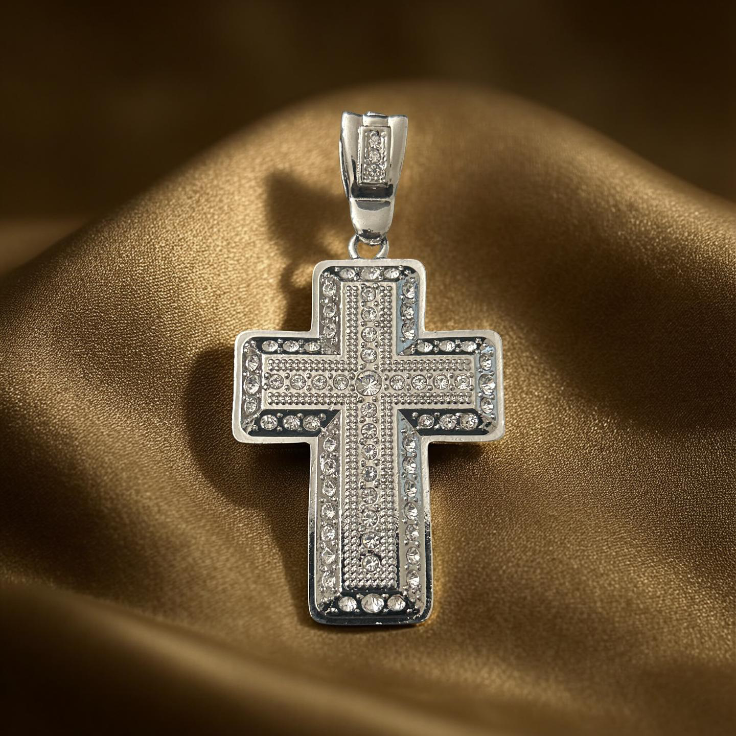 Stainless Steel VVS CZ Large Cross