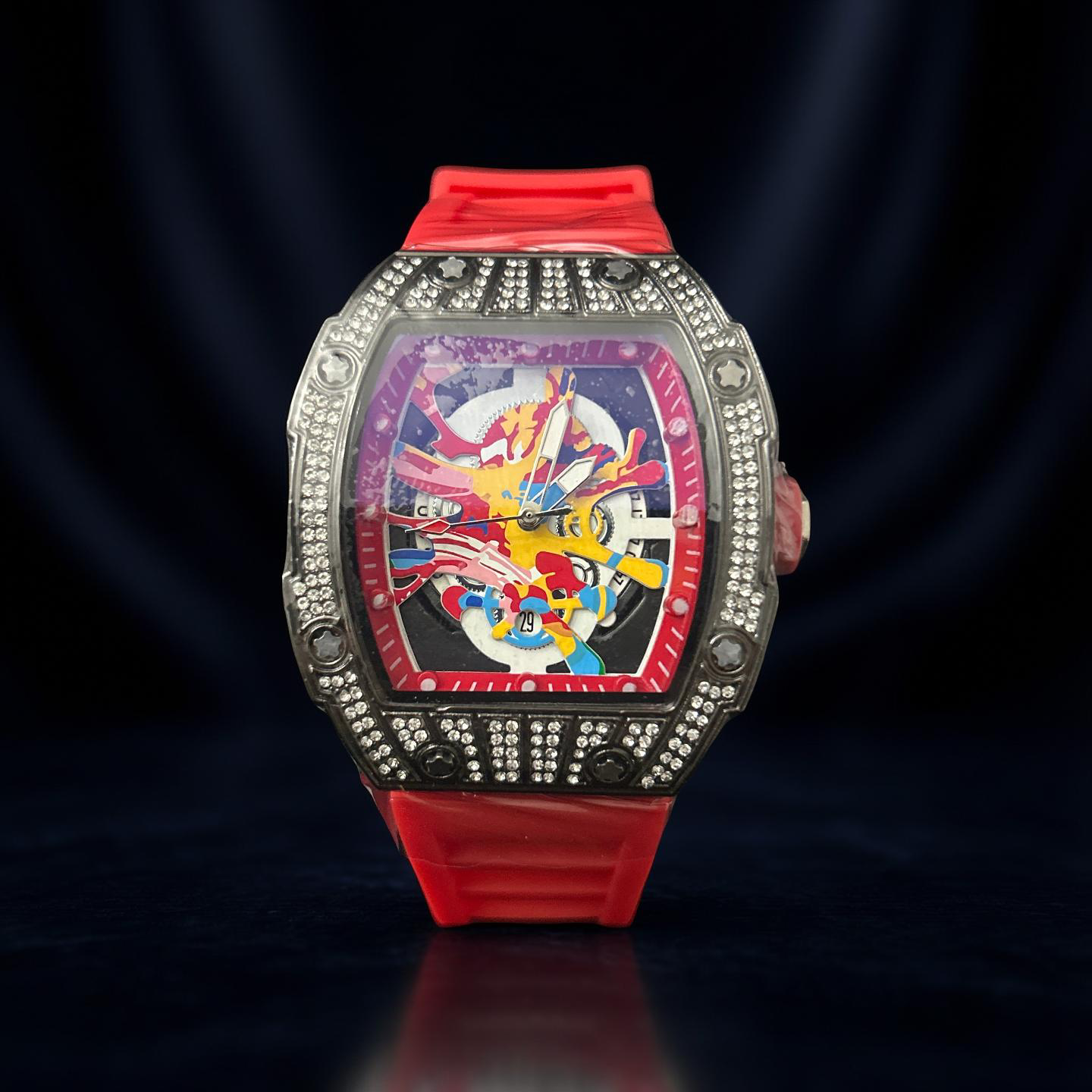 Black Face W/ Red Straps VVS CZ RM Style
