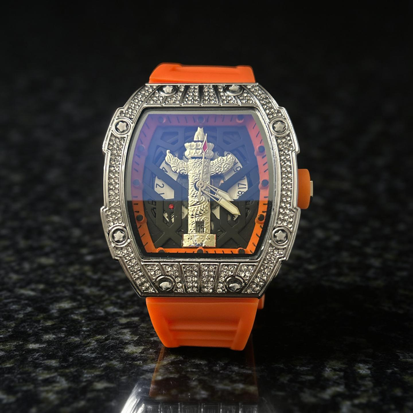 Silver W/ Orange Band VVS CZ RM Style