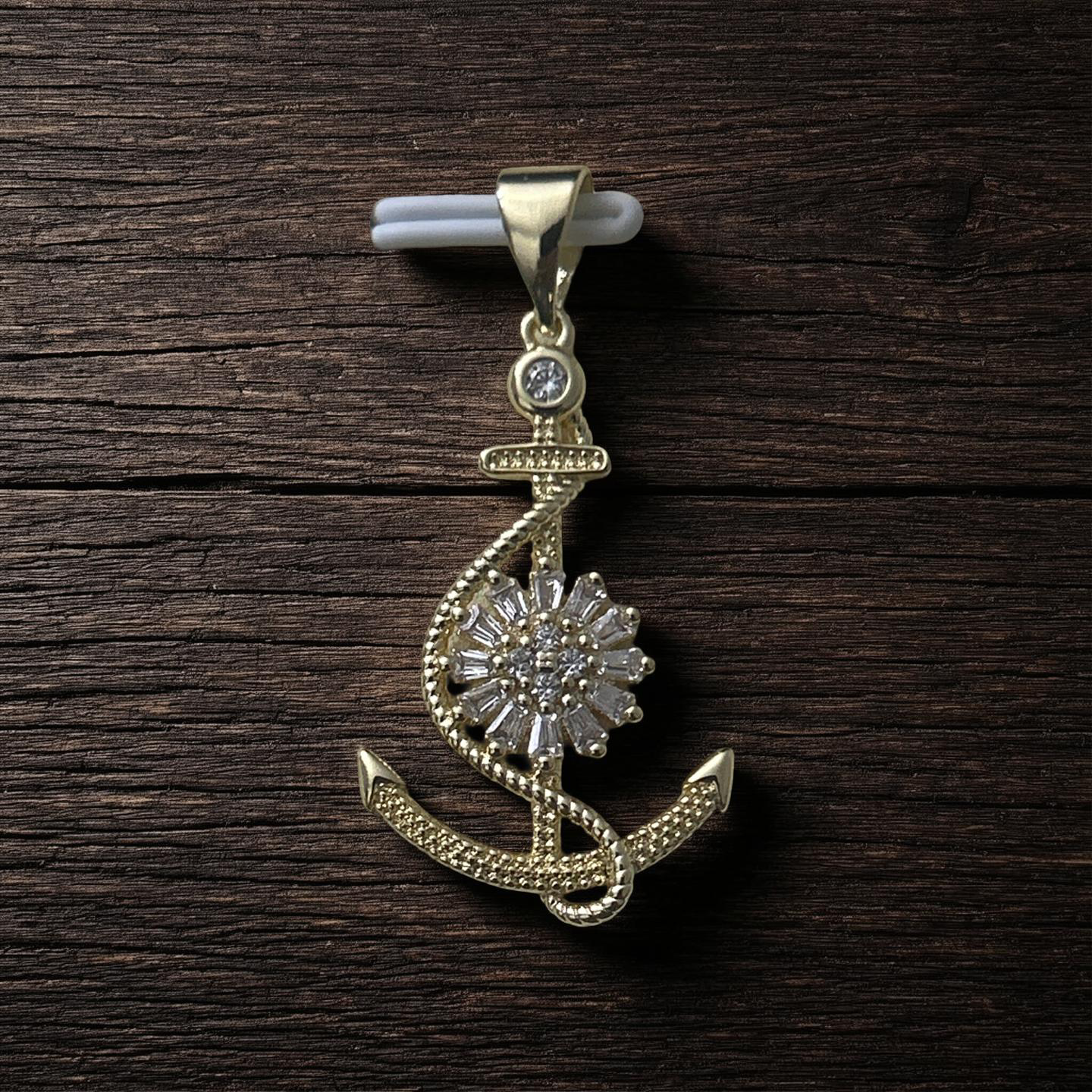 14k Gold VVS CZ Anchor