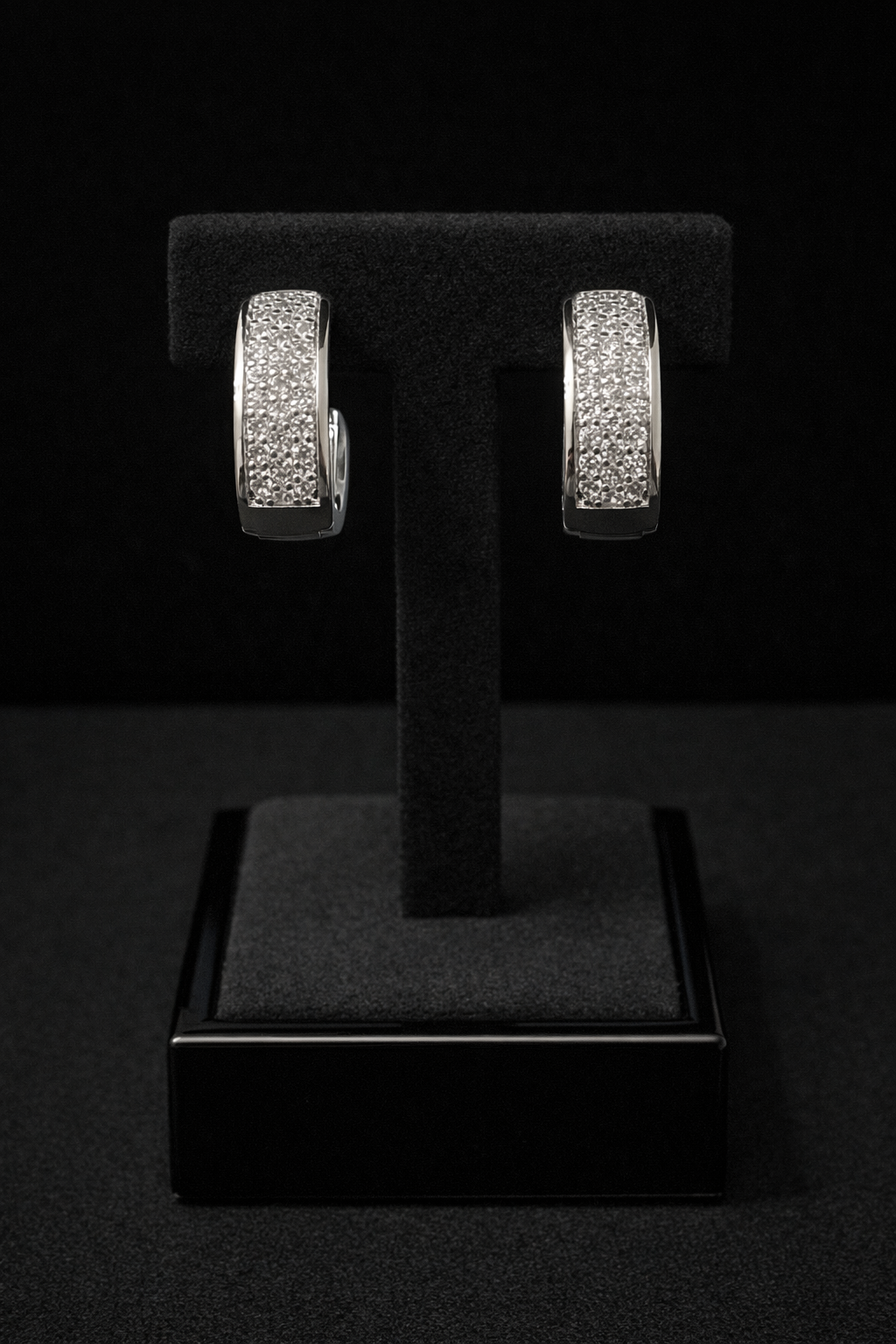 14k White Gold VVS CZ Hoops