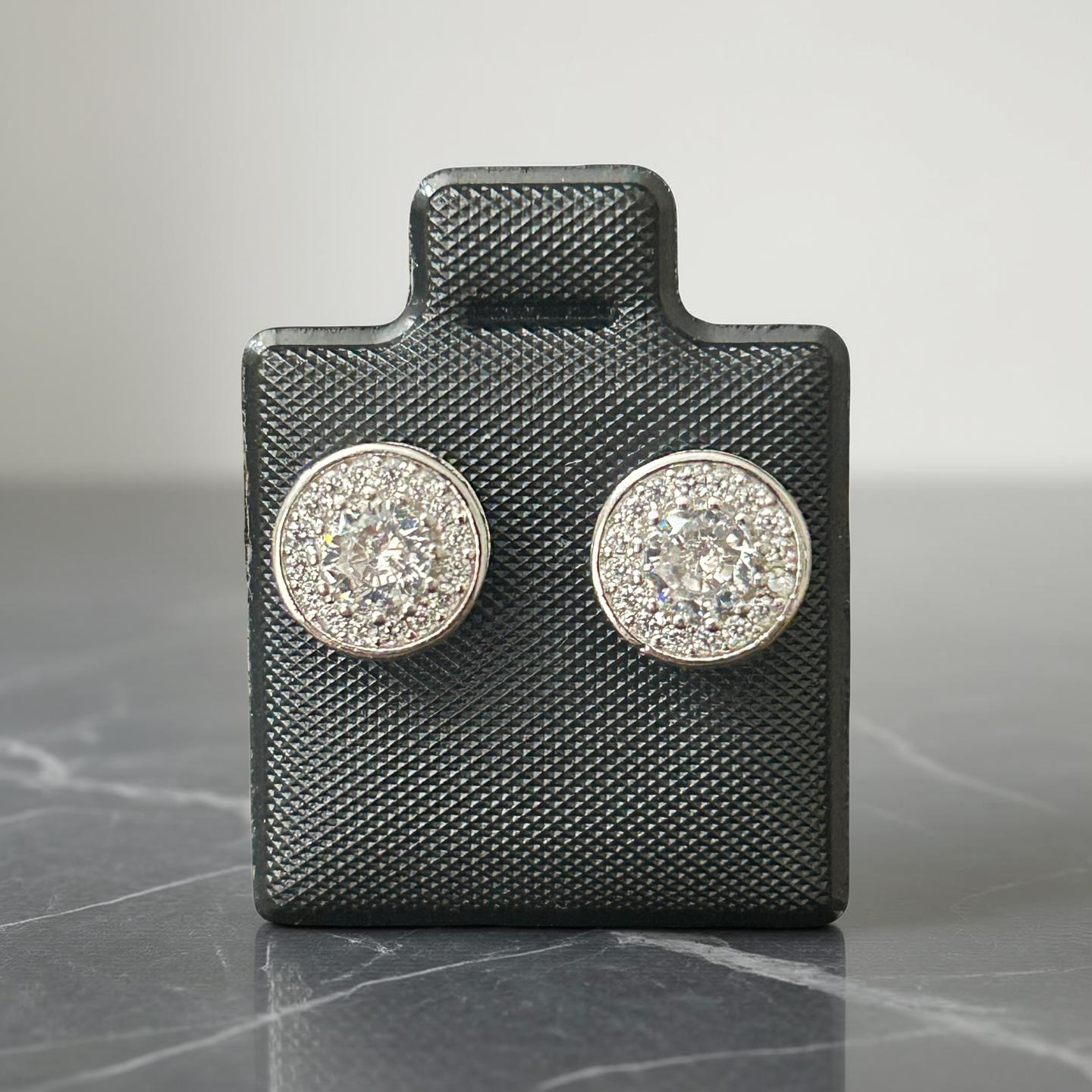 14k White Gold VVS CZ Round Studs