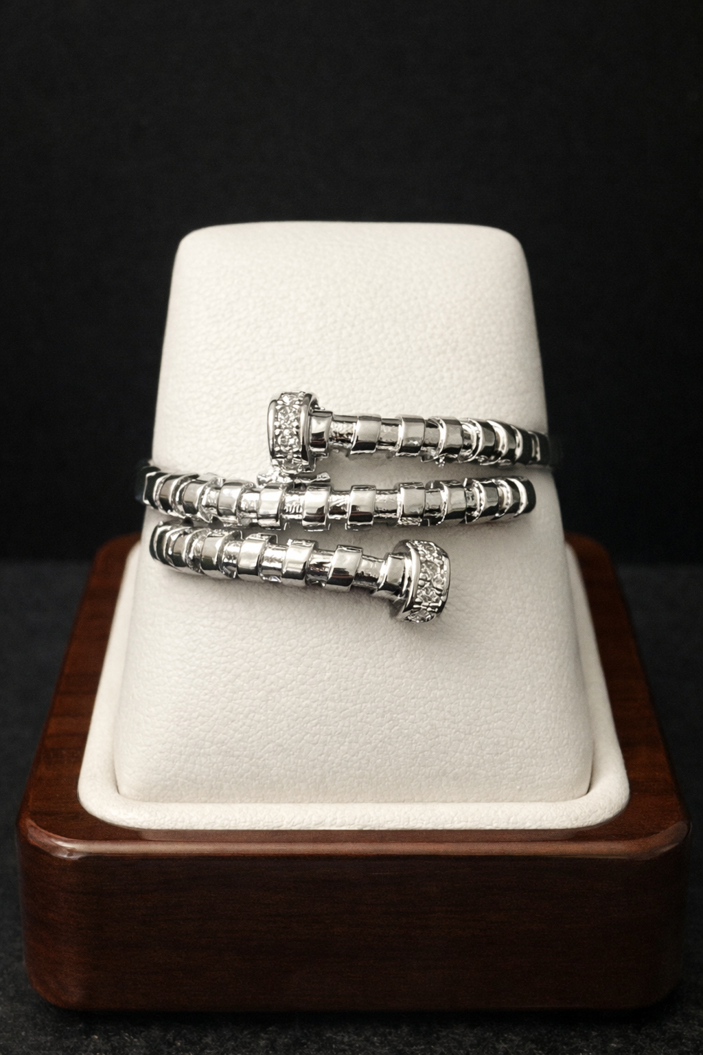 14k White Gold VVS CZ 6-9 Adjustable Nail Ring