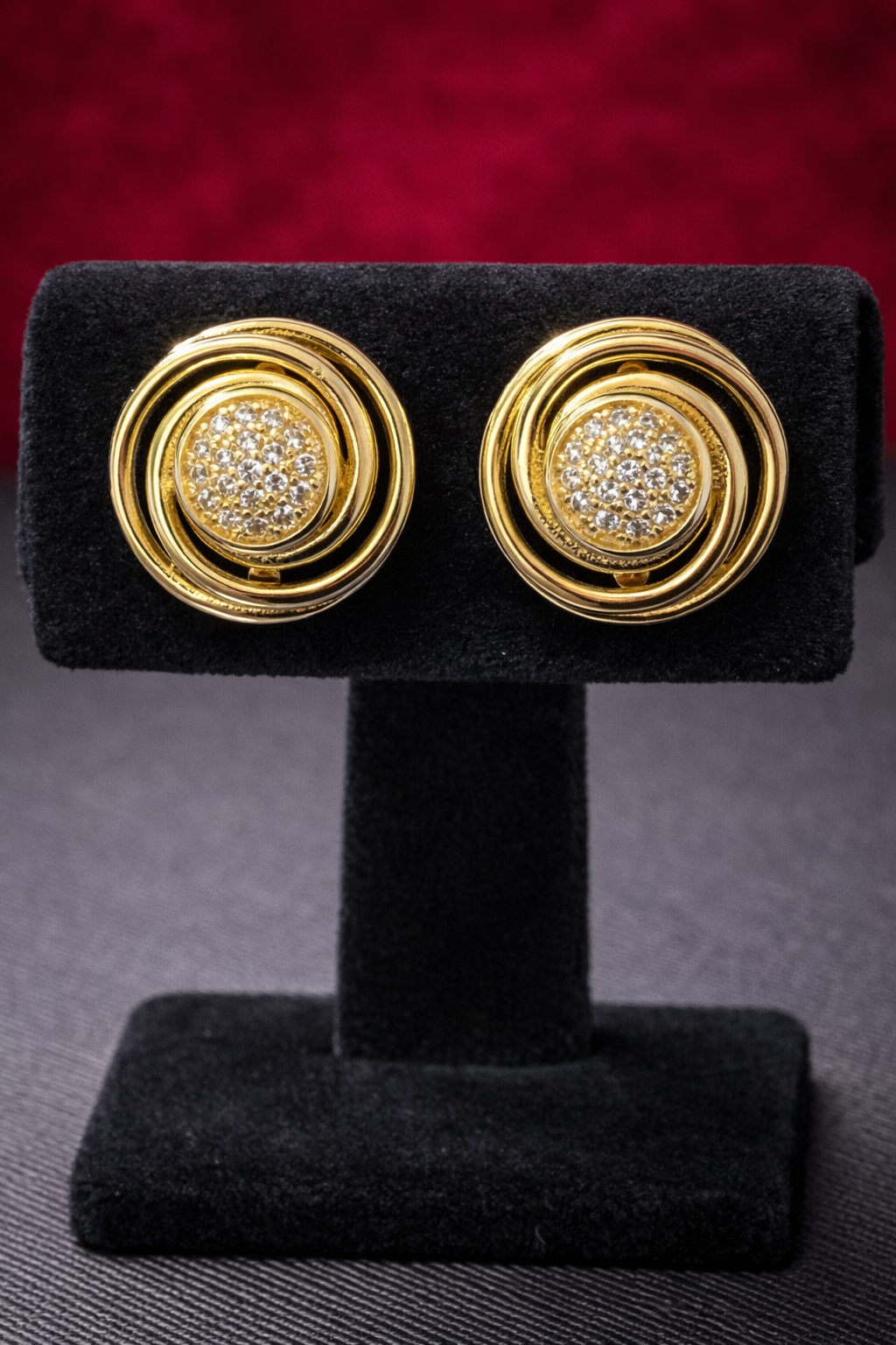 VVS CZ Spiral Stud Earrings – 14K Gold Filled Push Back Circle Studs