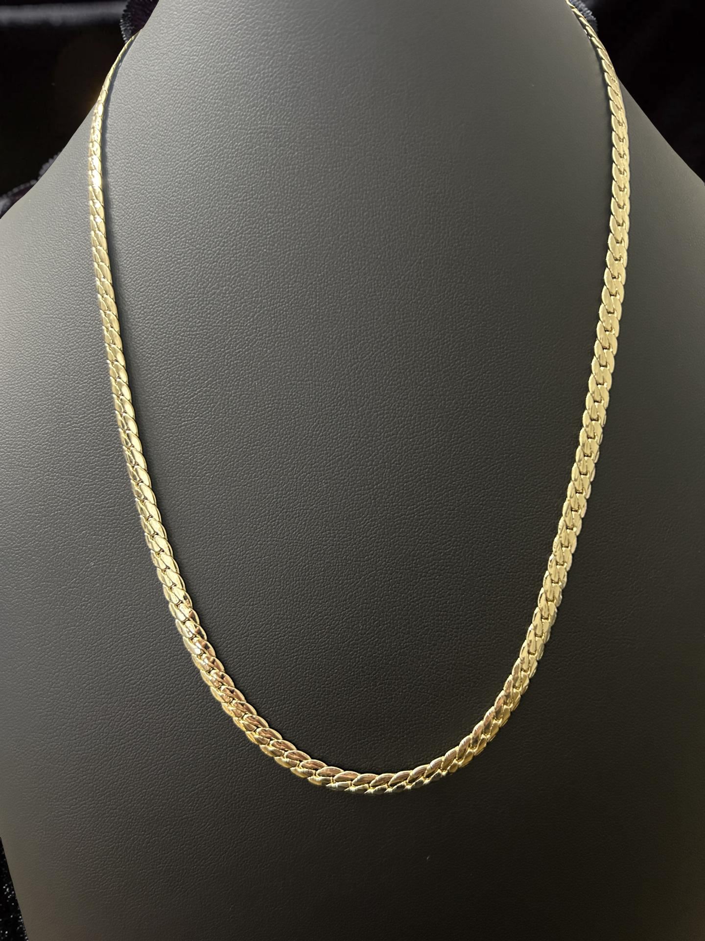 18” 4.5mm Diamond Cut Miami Cuban Chain – 14K Gold Filled Brass Necklace