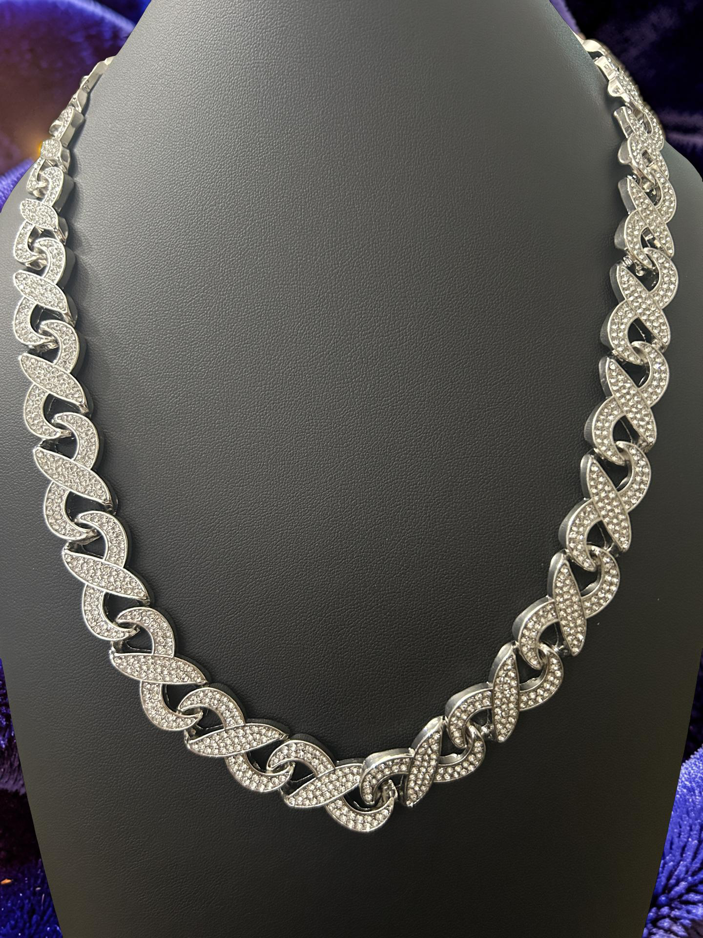 24” VVS CZ Eternity Link Chain – 14.5mm Iced Out Stainless Steel Necklace