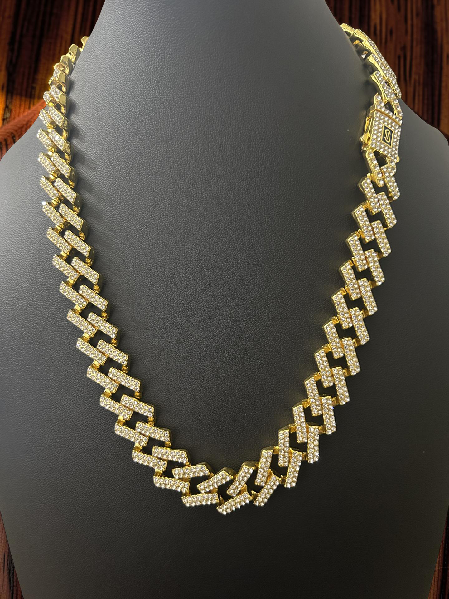 24” VVS CZ Iced Out Cuban Style Chain – Gold Stainless Steel Necklace