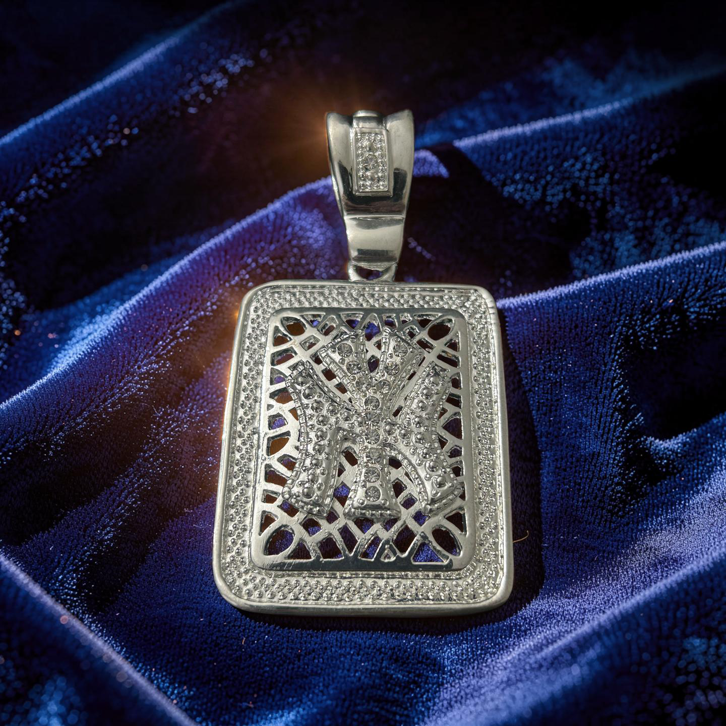 Large NY Yankees Stainless Steel Pendant – VVS CZ Iced Out Square Charm