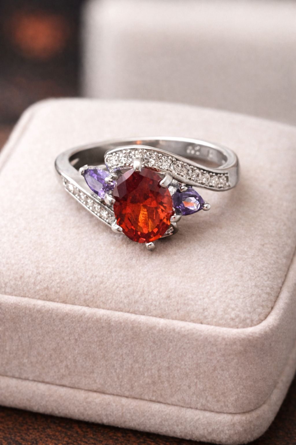 Size 8 14K White Gold Filled Ring – VVS CZ Multi-Stone Elegant Statement Ring