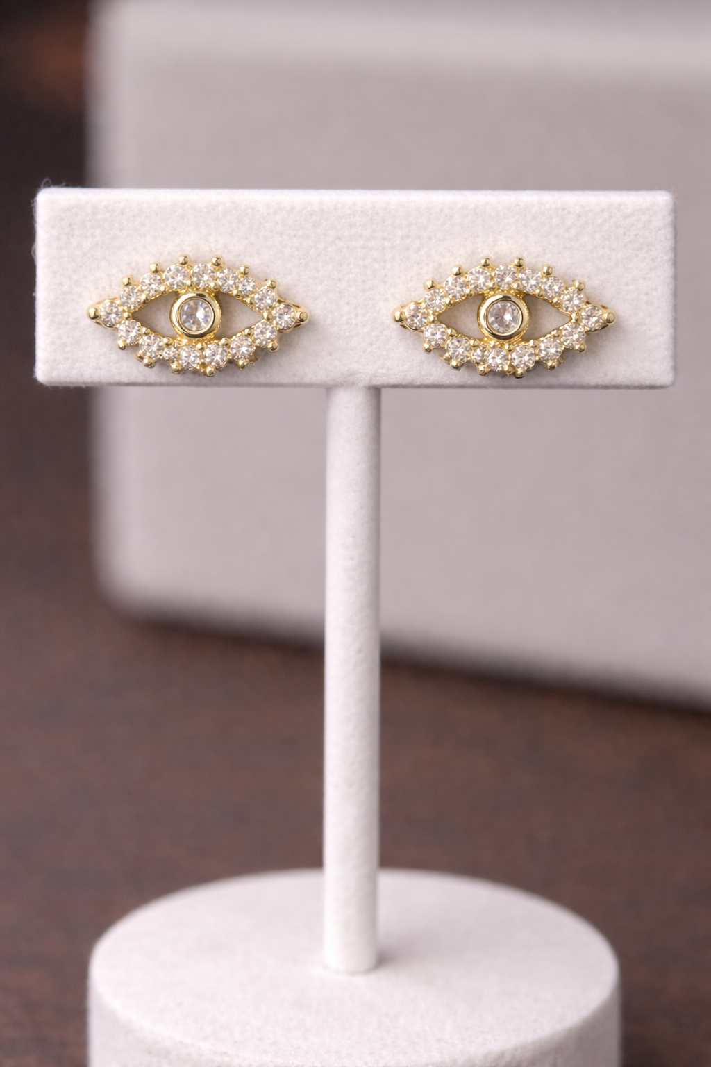 14K Gold Filled VVS CZ Evil Eye Stud Earrings – Push Back