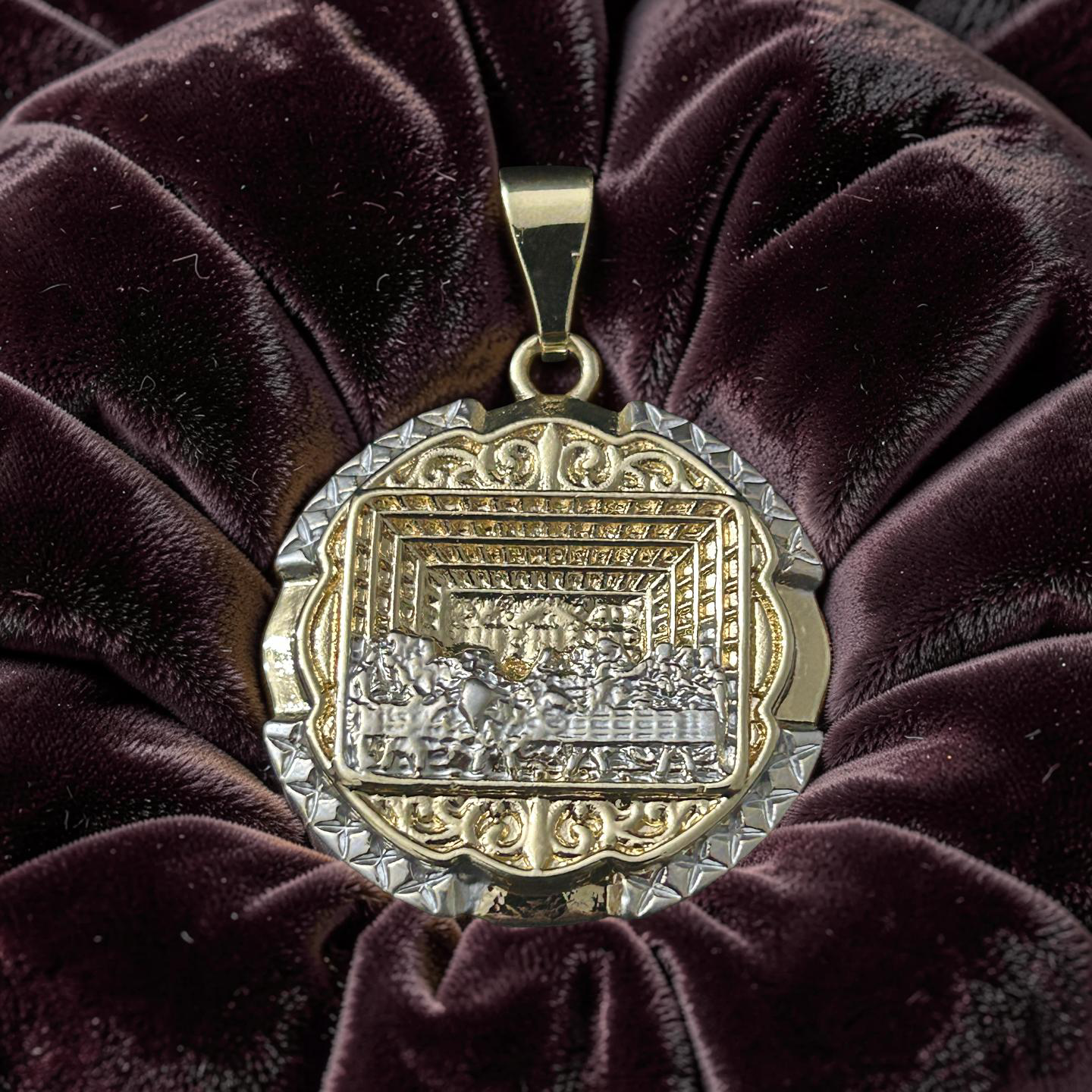 14K Gold Filled Last Supper Pendant – Two-Tone Religious Medallion