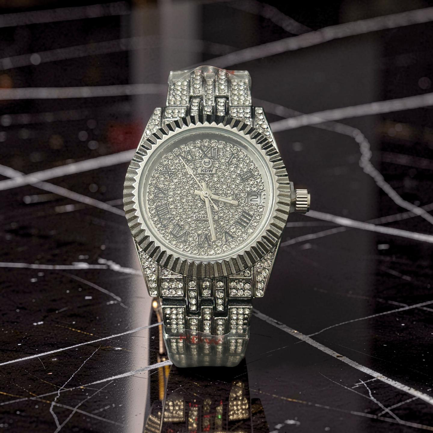 32mm Iced Out Stainless Steel VVS CZ Watch – Luxury Bling Timepiece