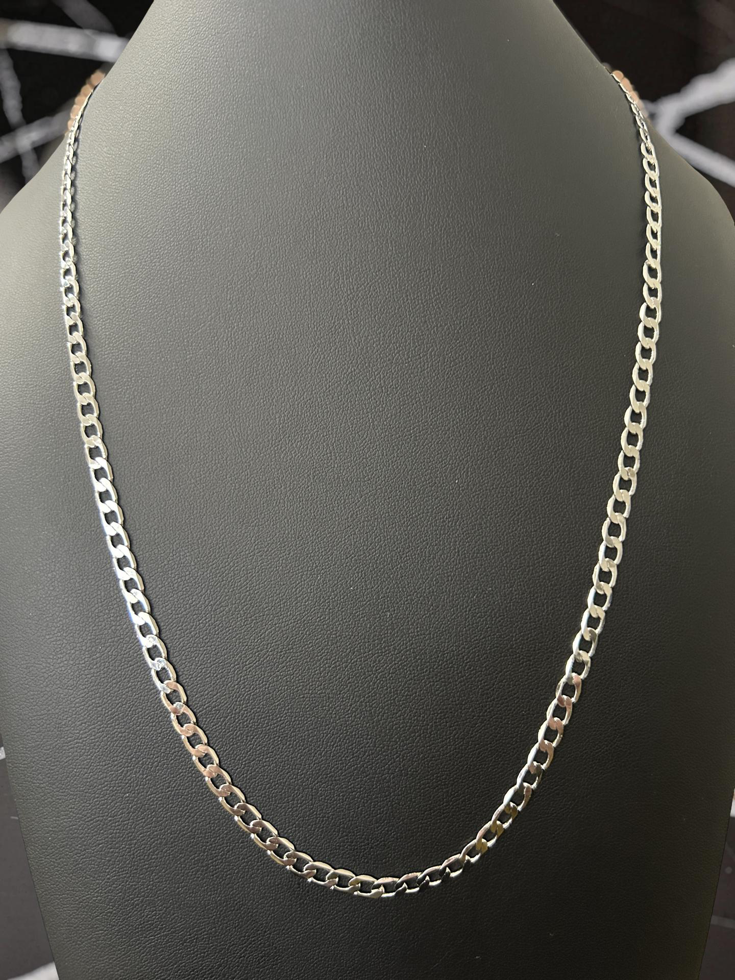 24in 4.5mm 14K White Gold Filled Cuban Chain