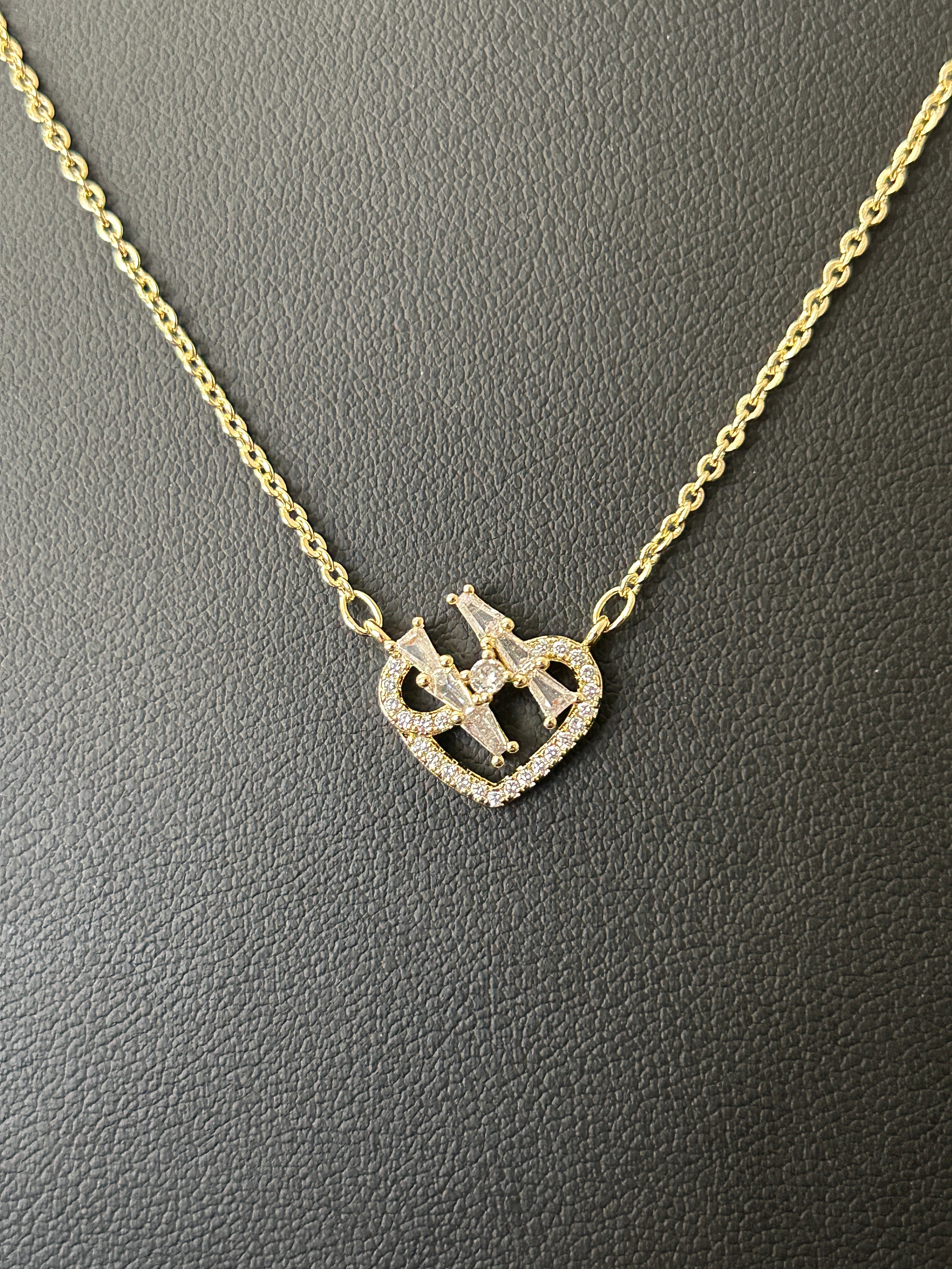 14K Gold Filled VVS CZ Heart Necklace – Adjustable 16-18in Dainty Chain