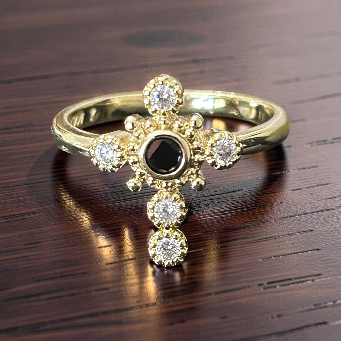 Size 7 14K Gold Filled VVS CZ Cross Ring – Statement Gold Ring