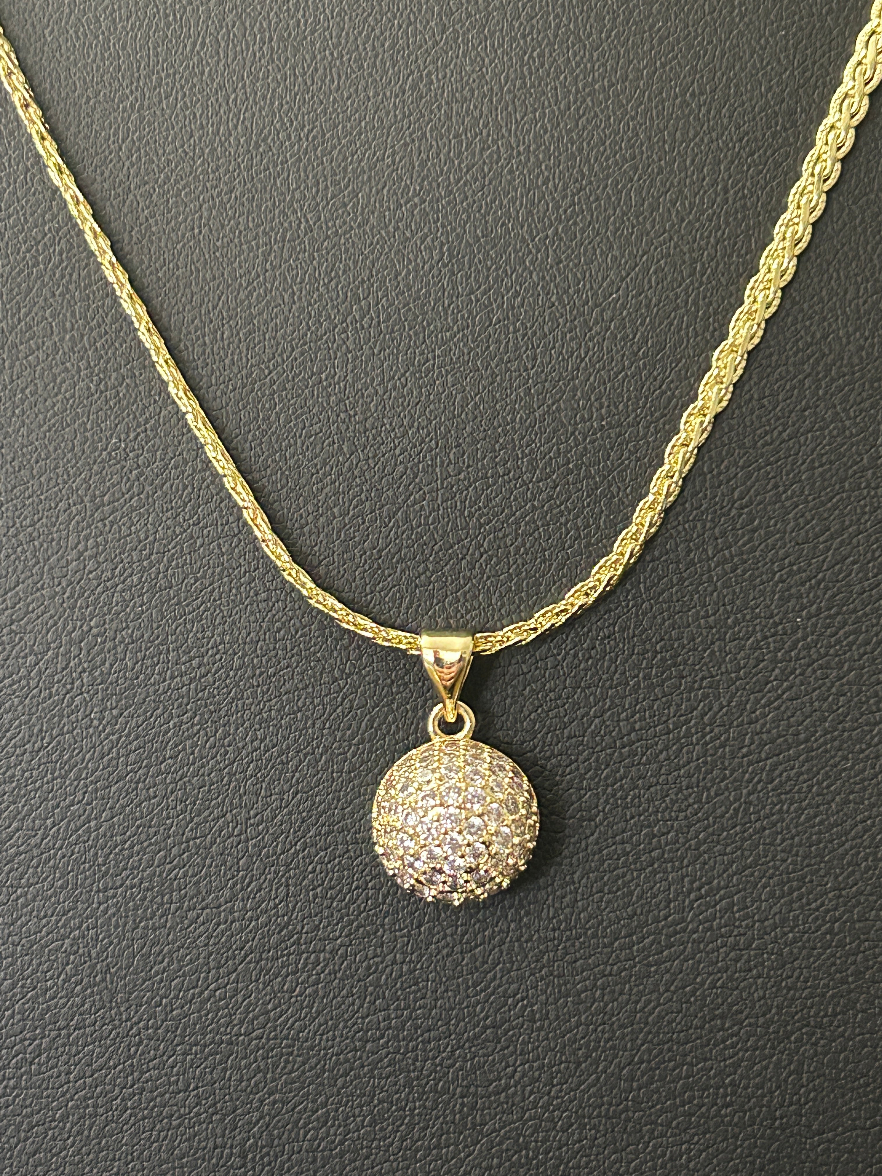 Gold Rope Chain Necklace with Iced Out Pavé Disc Pendant 14k Gold Filled VVS CZ