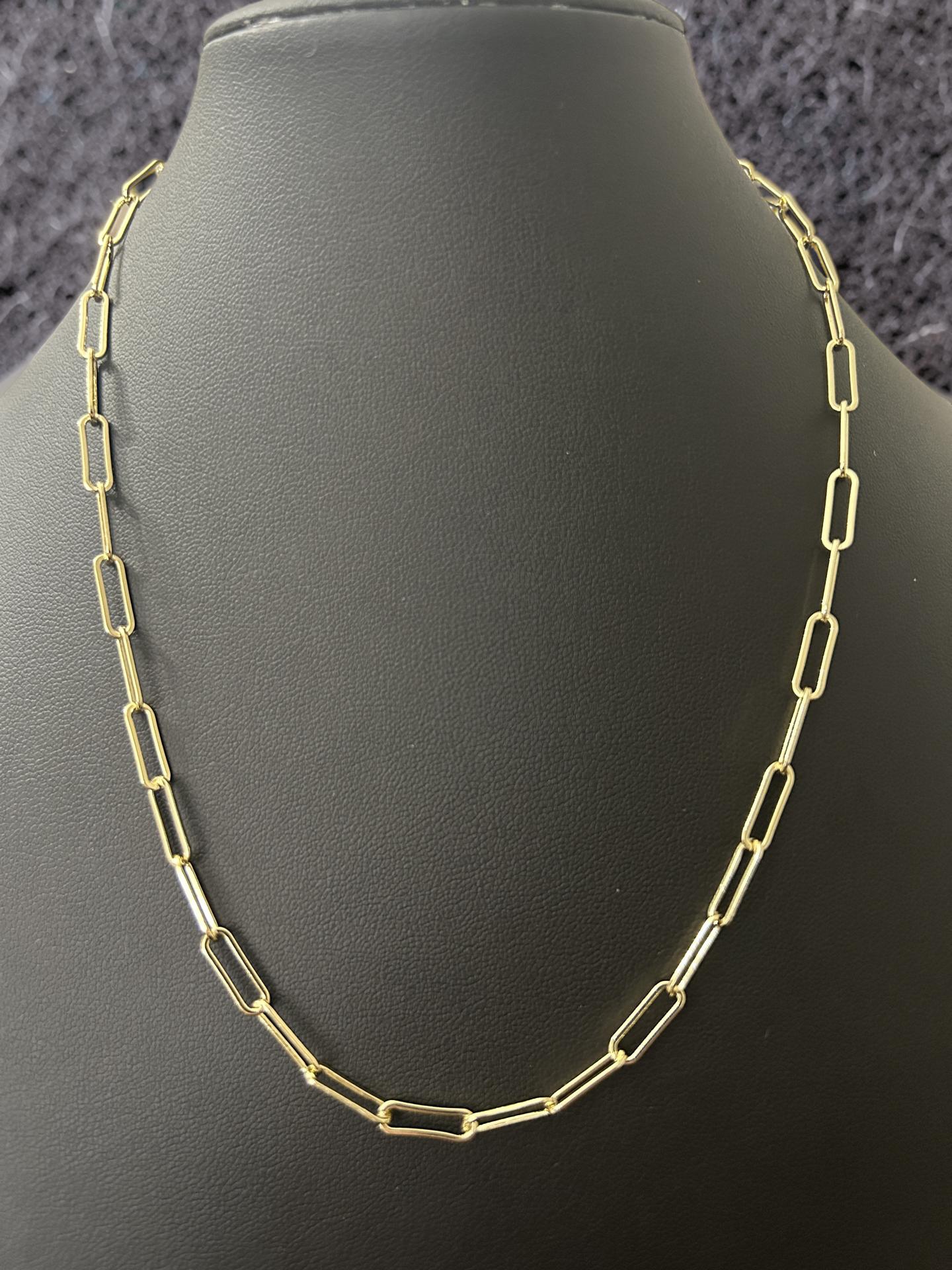 14K Gold Filled Paperclip Chain Necklace – 18 Inch Minimalist Link Chain
