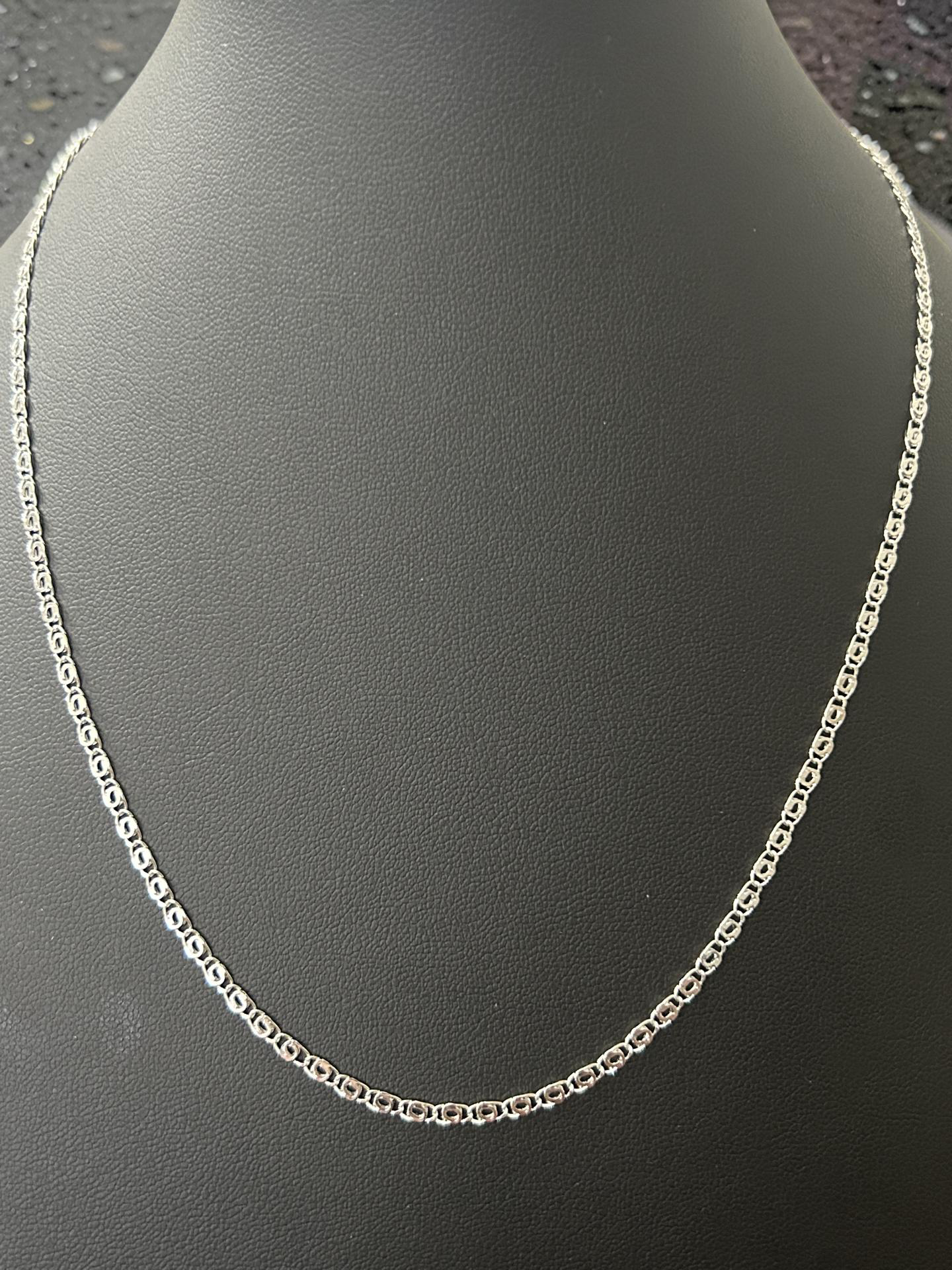 14K White Gold Filled Mariner Link Chain Necklace – 18 Inch Fancy Mariner Style Chain