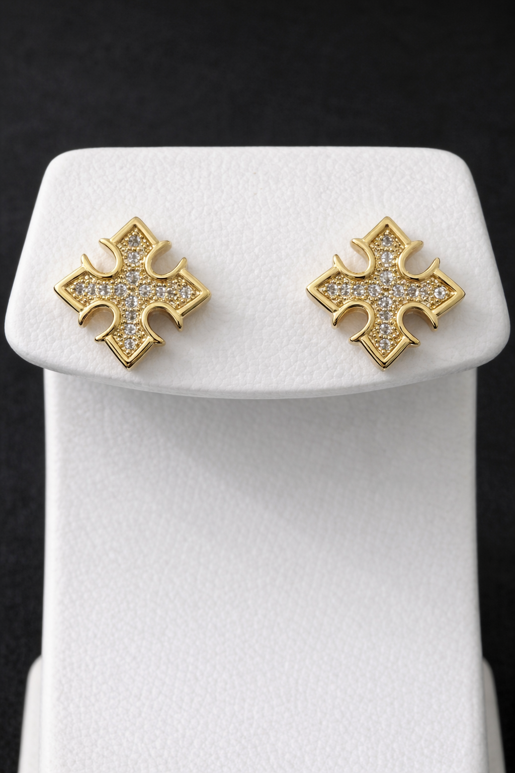 14K Gold Filled VVS CZ Cross Stud Earrings – Sparkling Designer Style