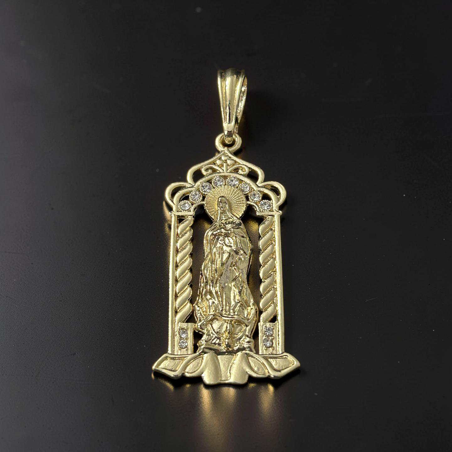 14K Gold Filled Our Lady Guadalupe CZ Pendant – Religious Catholic Charm