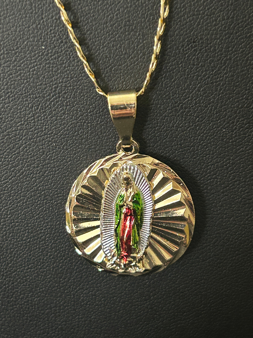 24” 3mm 14K Gold Filled Cuban Chain with Double-Sided Saint Pendant