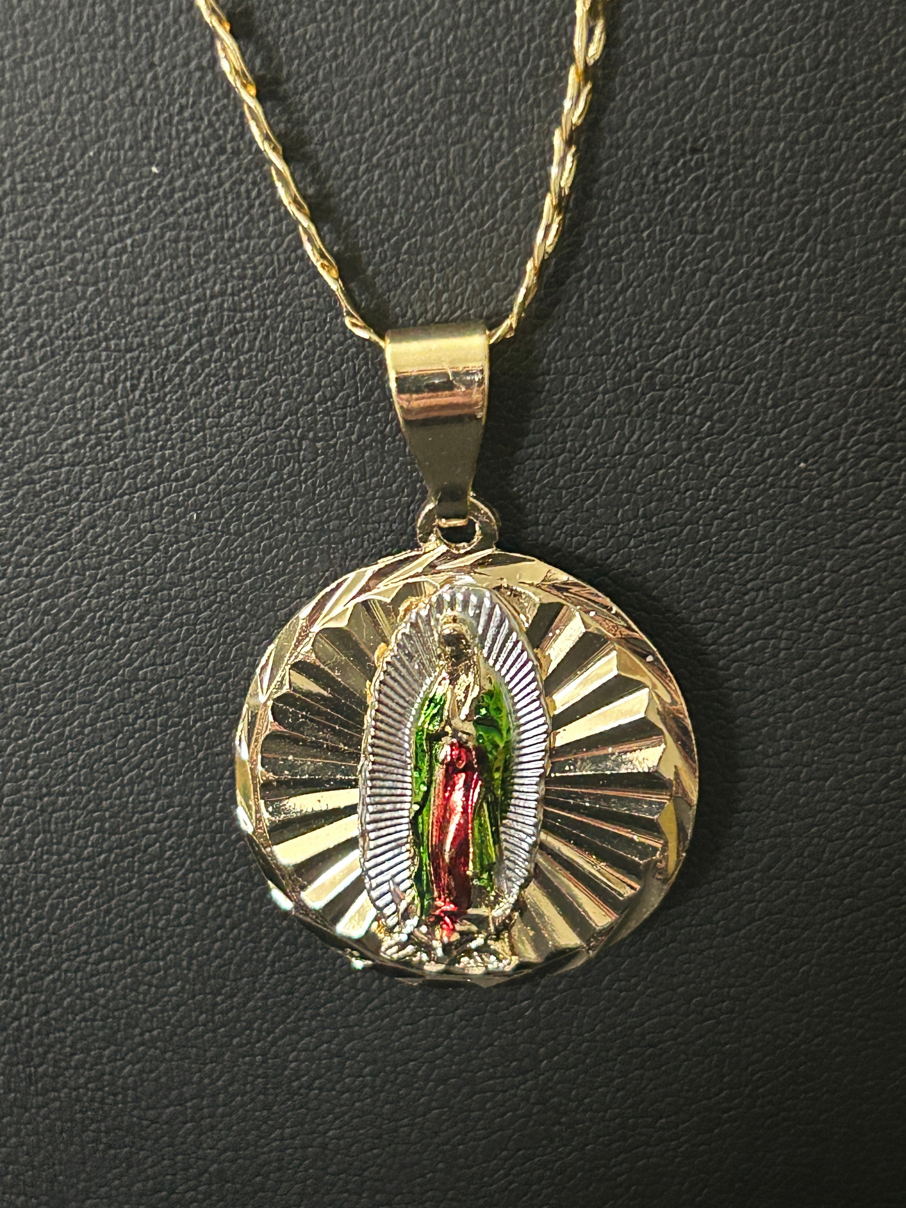 24” 3mm 14K Gold Filled Cuban Chain with Double-Sided Saint Pendant