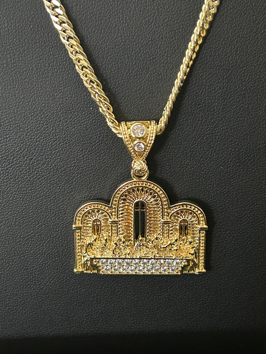 24” 4mm 14K Gold Filled Cuban Chain with VVS CZ Last Supper Pendant