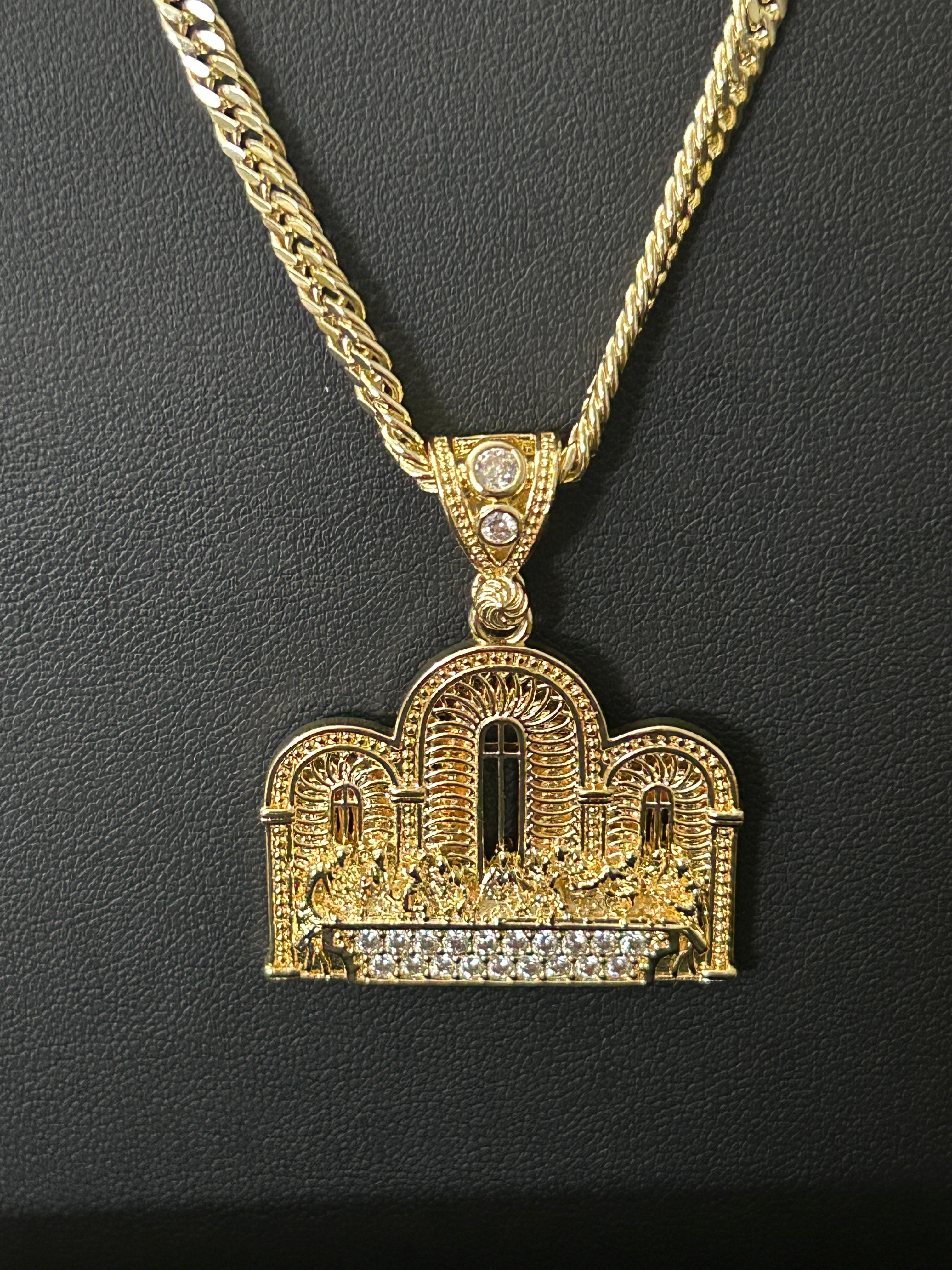 24” 4mm 14K Gold Filled Cuban Chain with VVS CZ Last Supper Pendant