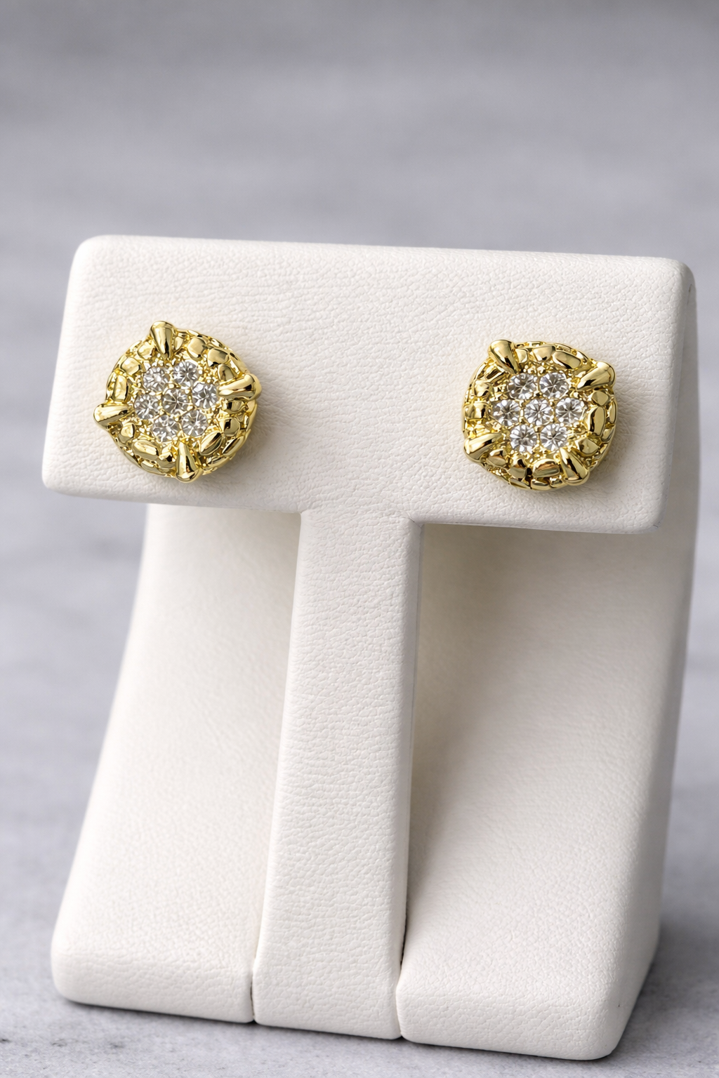 14K Gold Filled Cluster Stud Earrings with VVS CZ – Push Back