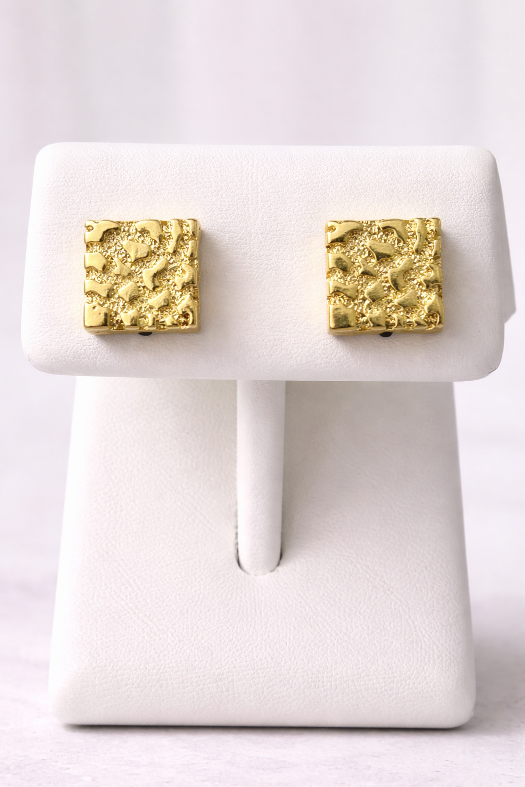 14K Gold Over Stainless Steel Nugget Stud Earrings (Push Back)